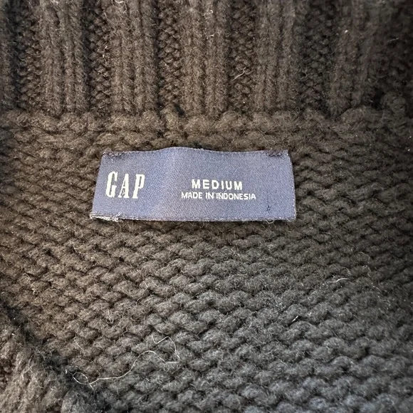 Gap Cotton Blend Crewneck Chunky Knit Black Sweater | Size Medium - Picture 4 of 7
